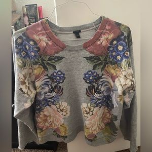 J Crew Cropped Floral Sweatshirt sz XL